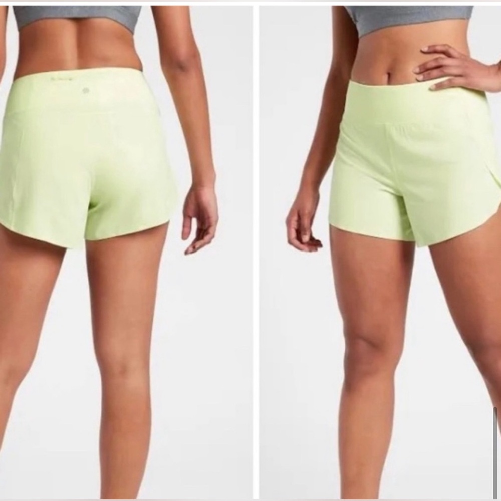 NWT Athleta 1X Run With It 3.5 Short color green/ yellow